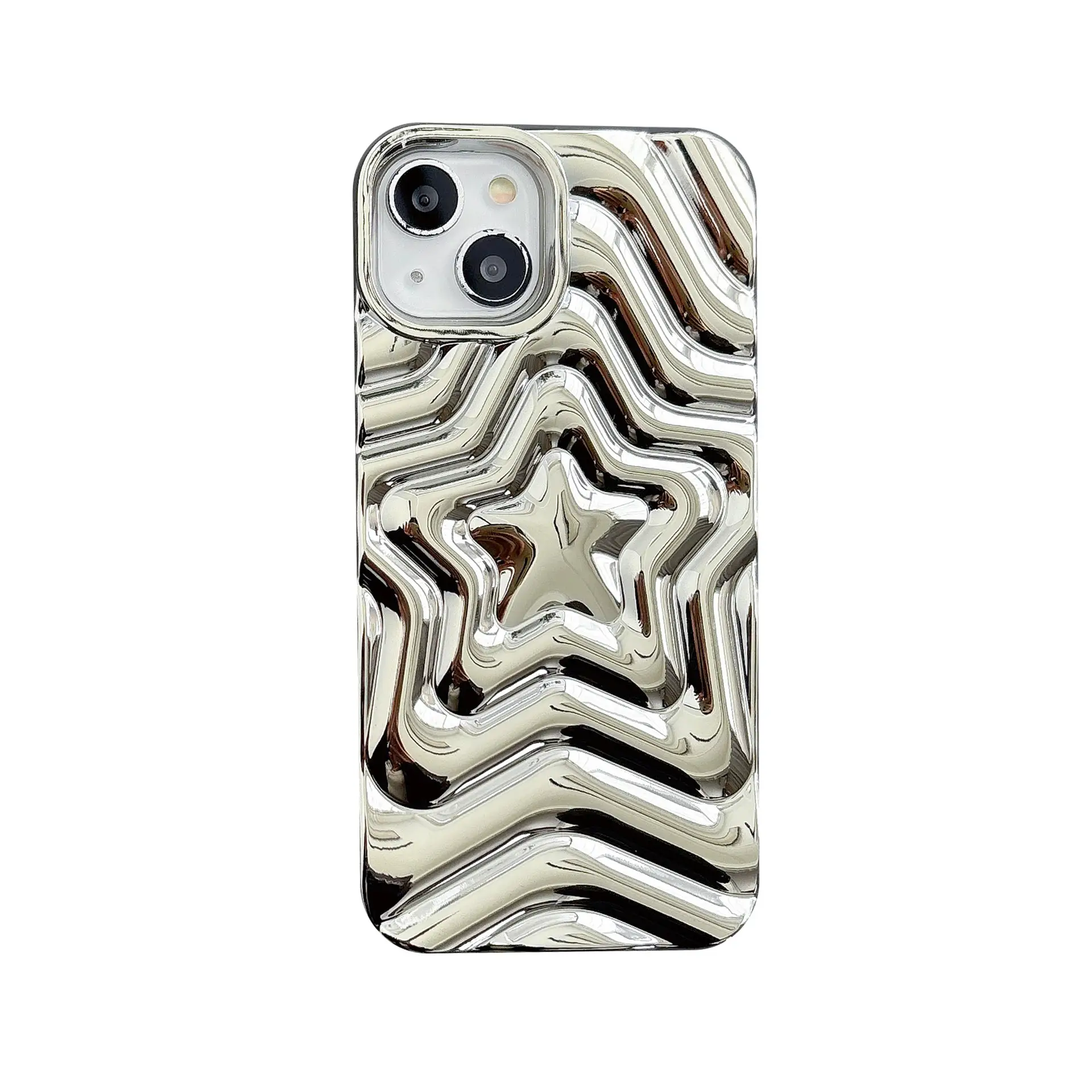High-grade Electroplating Three-dimensional Silver Star Soft Shell Phone Case