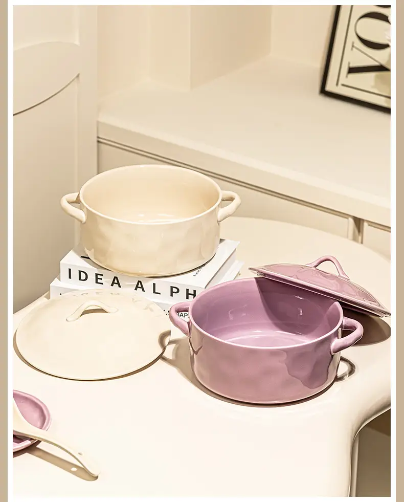 Household Porcelain Soup Bowl With Lid