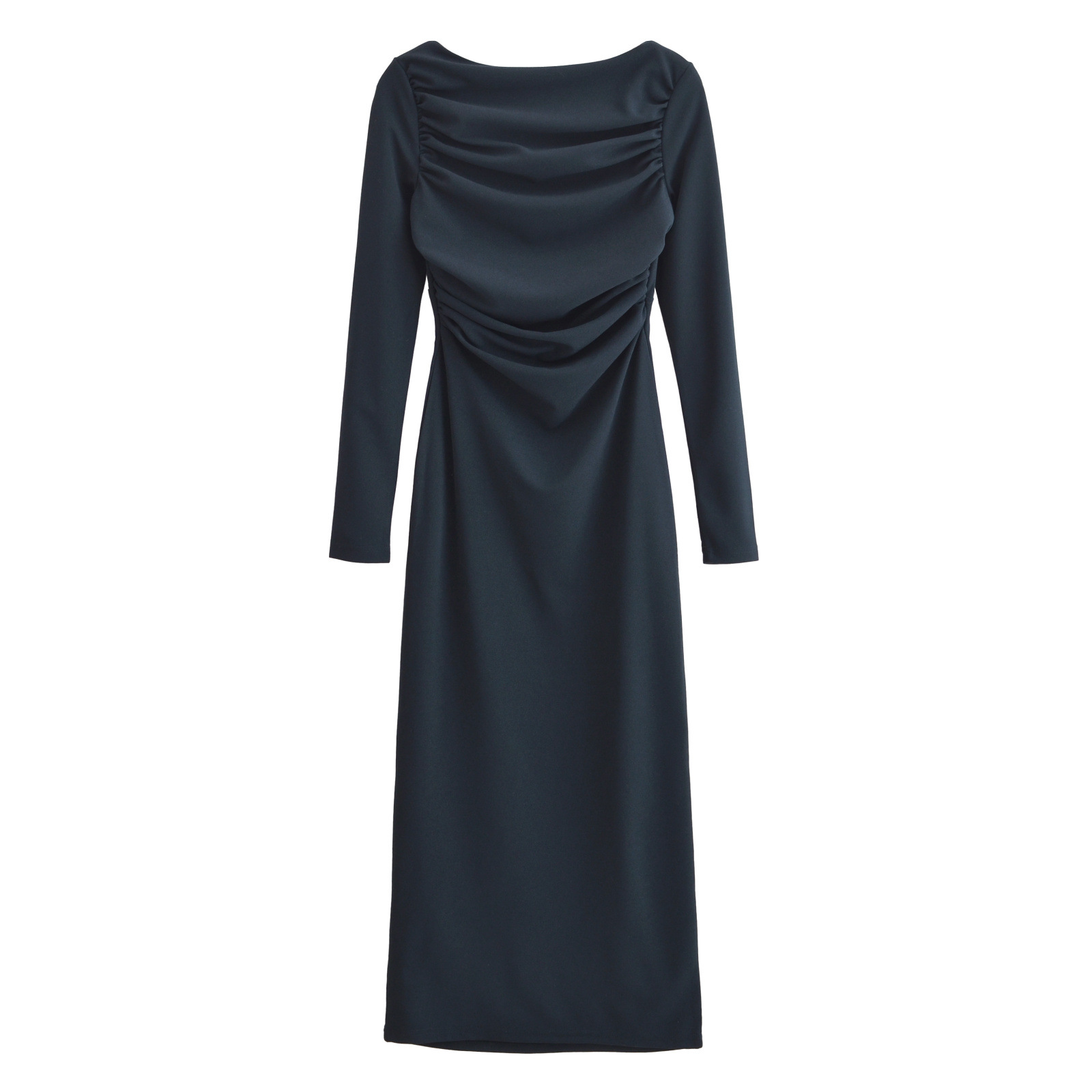 Women's Solid Color Long Sleeve Backless Dress