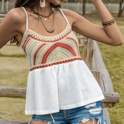 Women's Summer Camisole Floral Print Hem Short Partysu Vest White - Shop at LoveMi