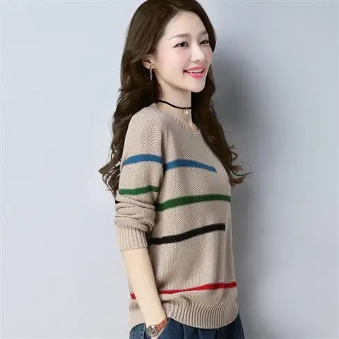 Women's Korean style Round Neck Long Sleeve Top 811 Khaki - Shop at LoveMi