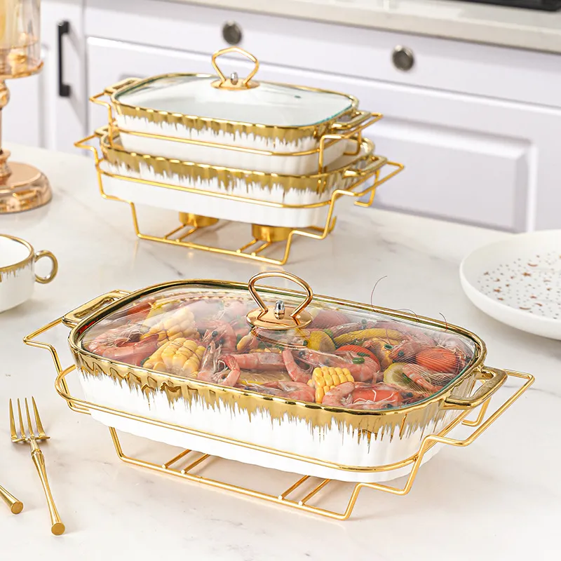 Household Creative Double-ear Square Casserole With Lid