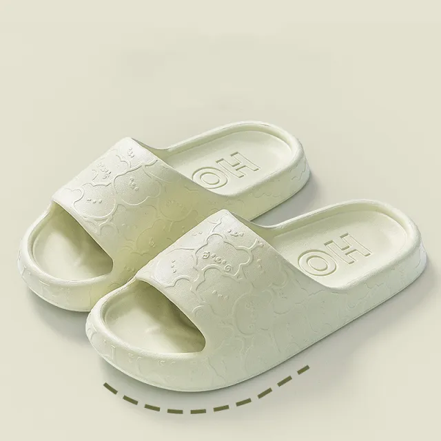 Unisex Household Bathroom Deodorant Outer Wear Thick Slippers Green - Shop at LoveMi