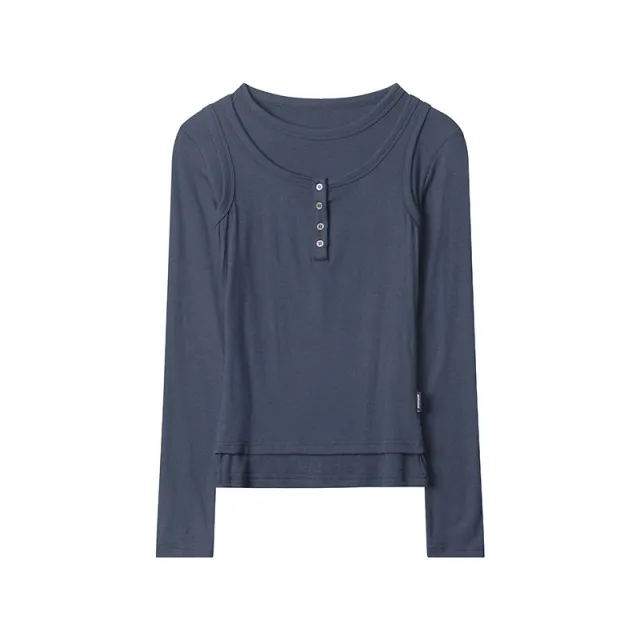 Leisure Long Sleeve Solid Color Slim Pullover Sapphire Blue - Shop at LoveMi
