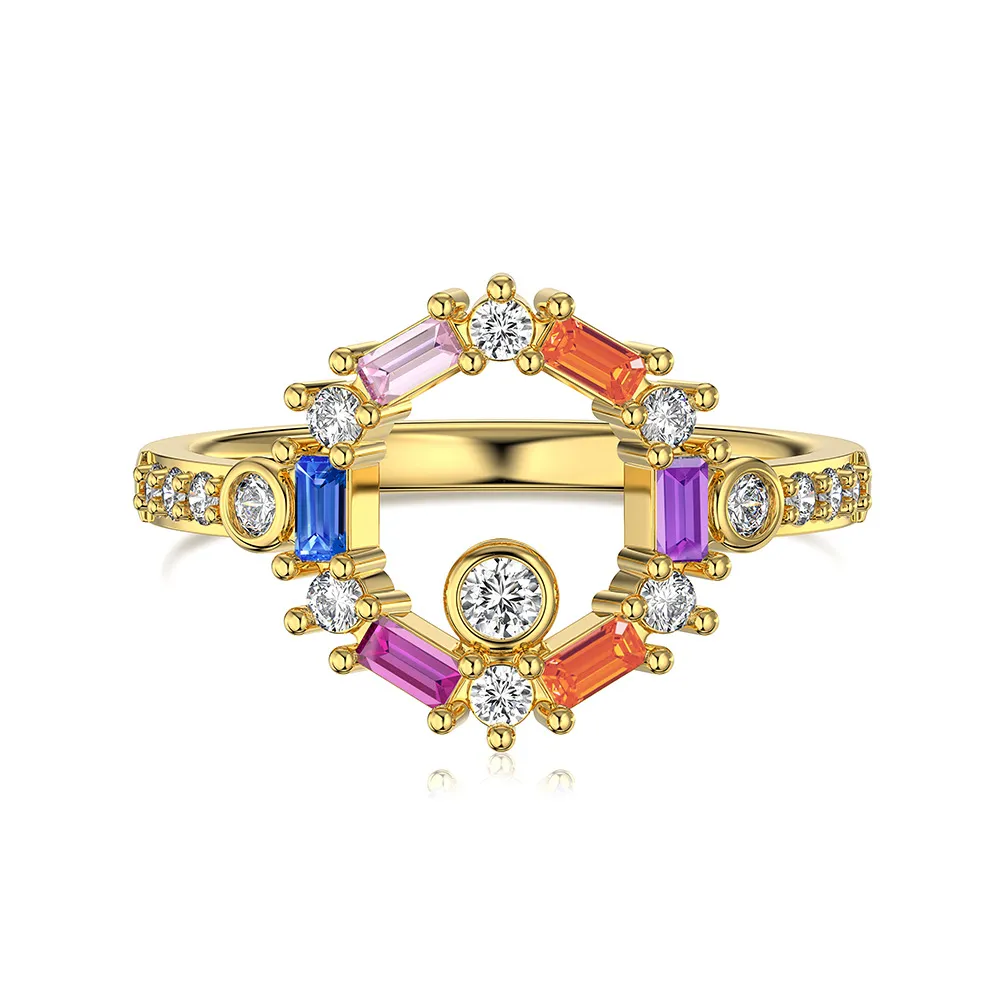 Women's Korean-style Light Luxury S925 Sterling Silver Ring Exquisite Geometric Ring - Gold