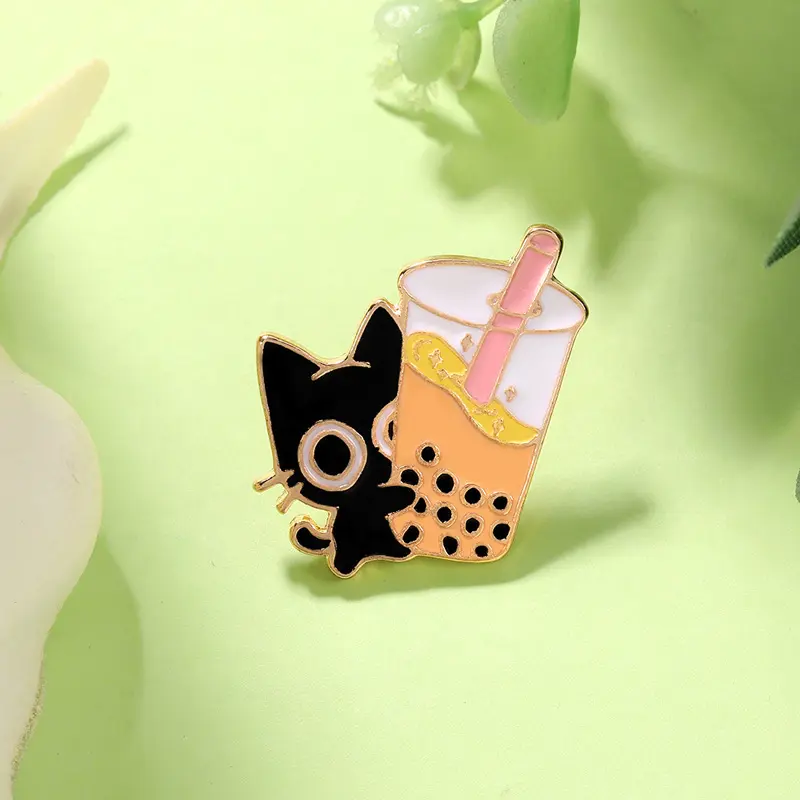 Cartoon Milk Tea Cat Creative Trendy Oil-drop