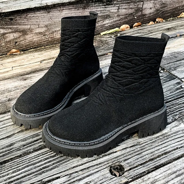 Women's Thick Heel Solid Color Casual And Comfortable Martin Boots Black - Shop at LoveMi