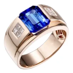 Sapphire Retro Fashion Rose Gold Crystal Alloy Ring - Rose Gold - View 1