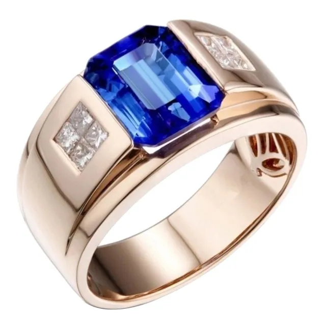 Sapphire Retro Fashion Rose Gold Crystal Alloy Ring Rose Gold - Shop at LoveMi