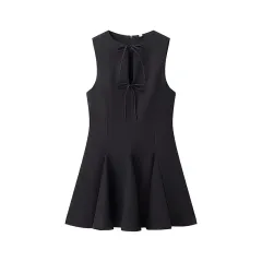 Women's Fashion Design Bow Tie Dress - Black - View 1