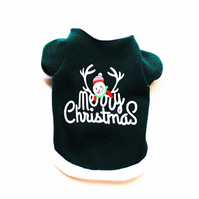 Pet Clothing Dog Warm Embroidery Christmas Style Green - Shop at LoveMi