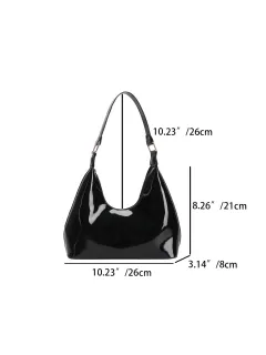 Patent Leather Glossy Women's Shoulder Bag Fashion All-match Handbag - Black - View 1