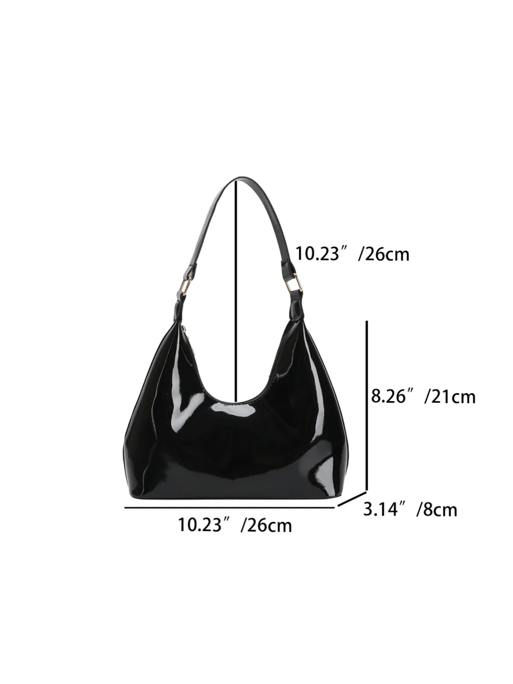 Patent Leather Glossy Women's Shoulder Bag Fashion All-match Handbag - Black