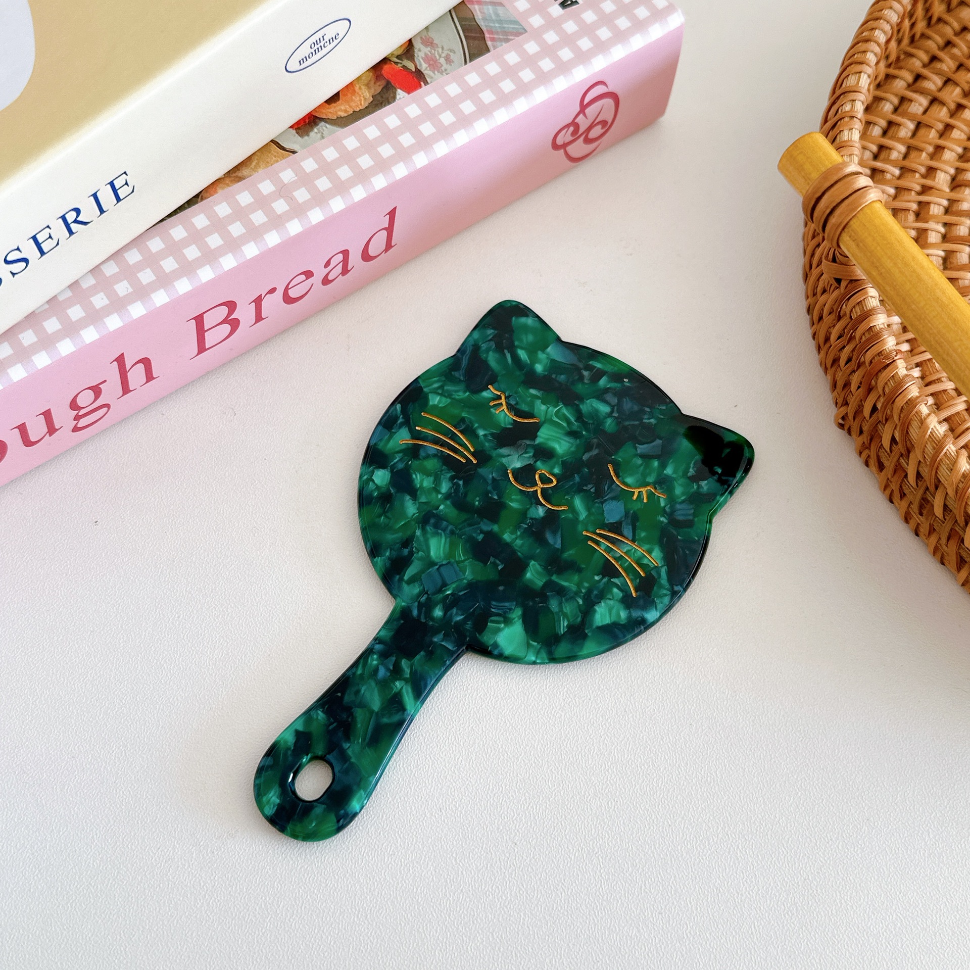 Floral Handle Small Mirror Portable