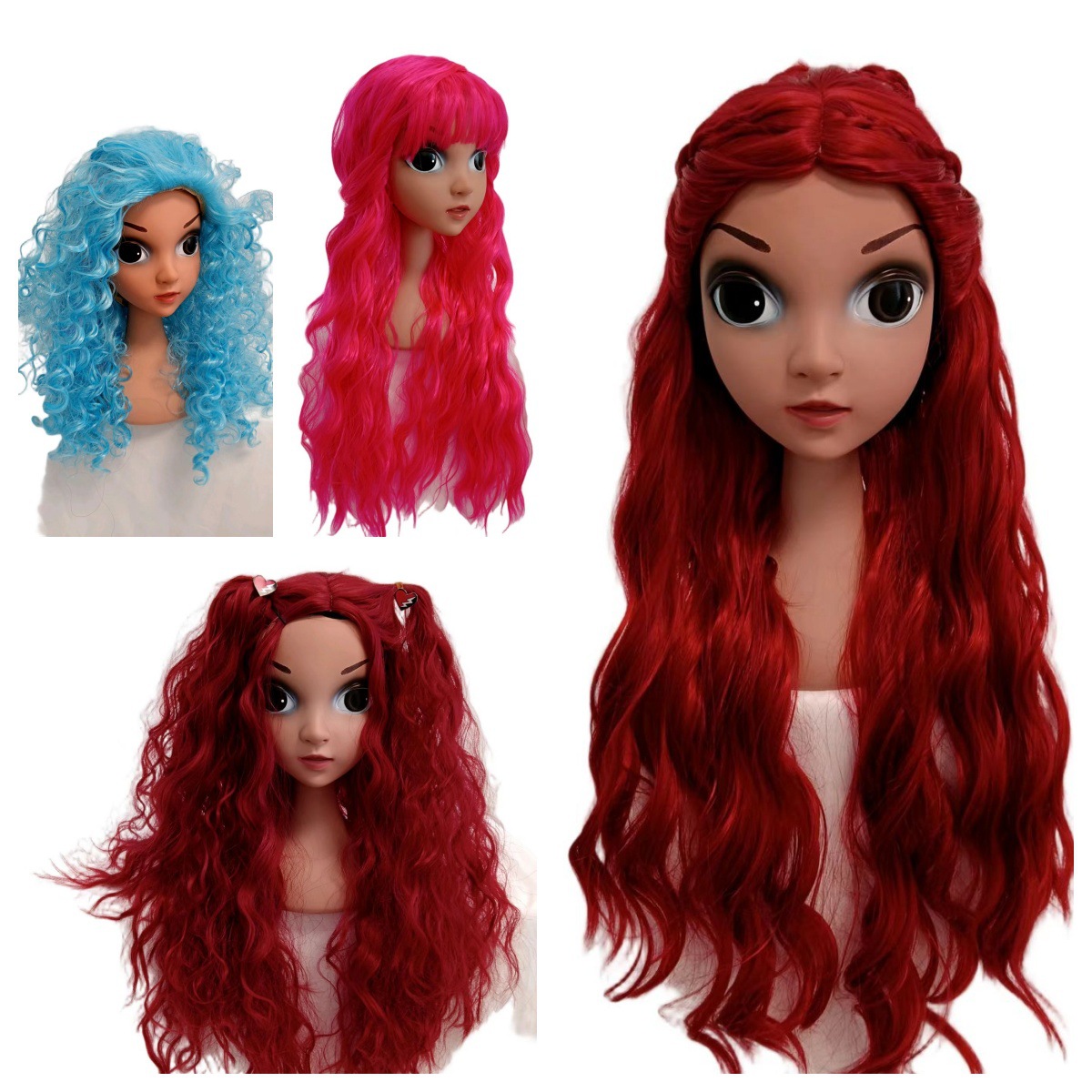 Minimalist Solid Color Curly Hair Children's COS Wig