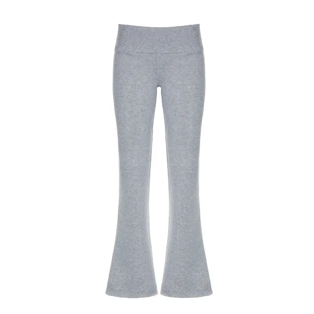Autumn And Winter Solid Color Thin Velvet Casual Pants Low Waist Women Gray - Shop at LoveMi