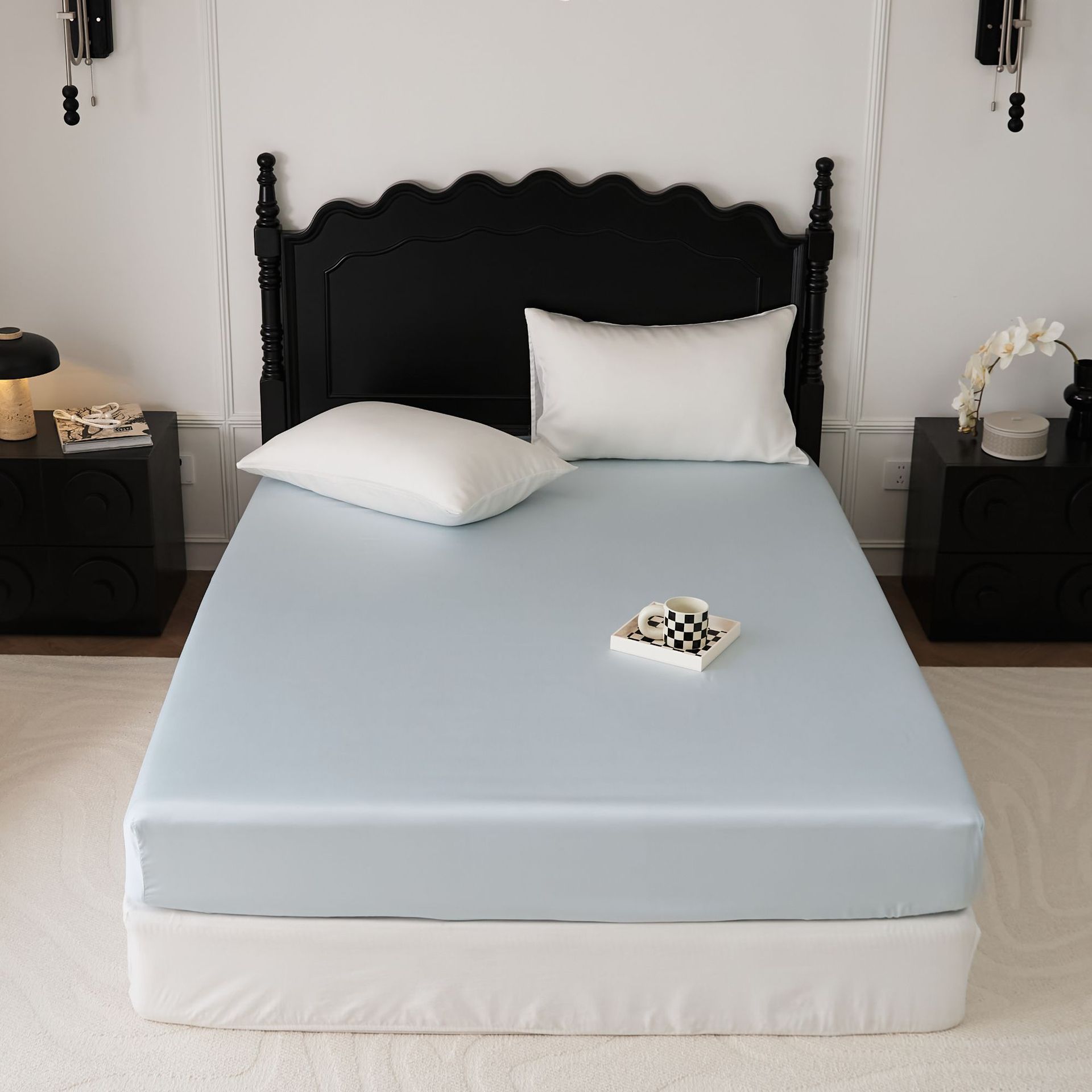 Cooling Solid-color Pillowcase Single Bed Sheet And Fitted Sheet