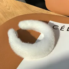 Hair Band Plush Mink Hair Band Candy Colour - White - View 1