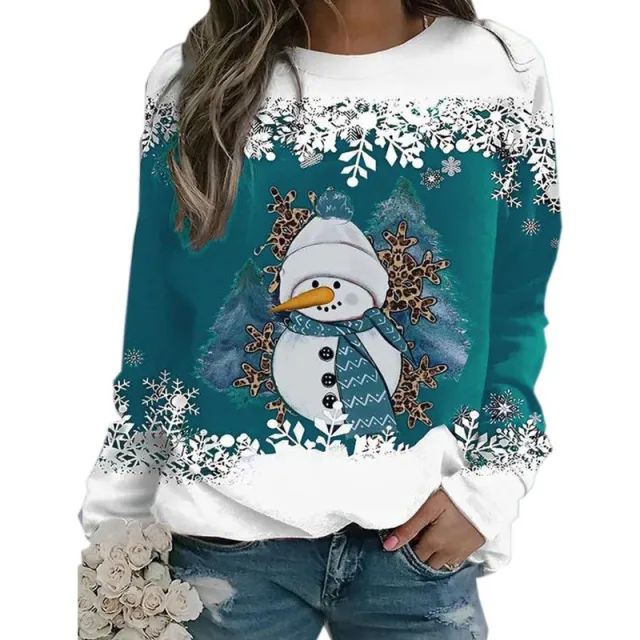 Fashion Christmas Snowman Round Neck Long Sleeve Women Rhz3H231713U 3Xl - Shop at LoveMi