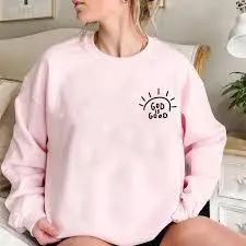 New Round Neck Print Sweatshirt Casual Sports Loose Pink - Shop at LoveMi