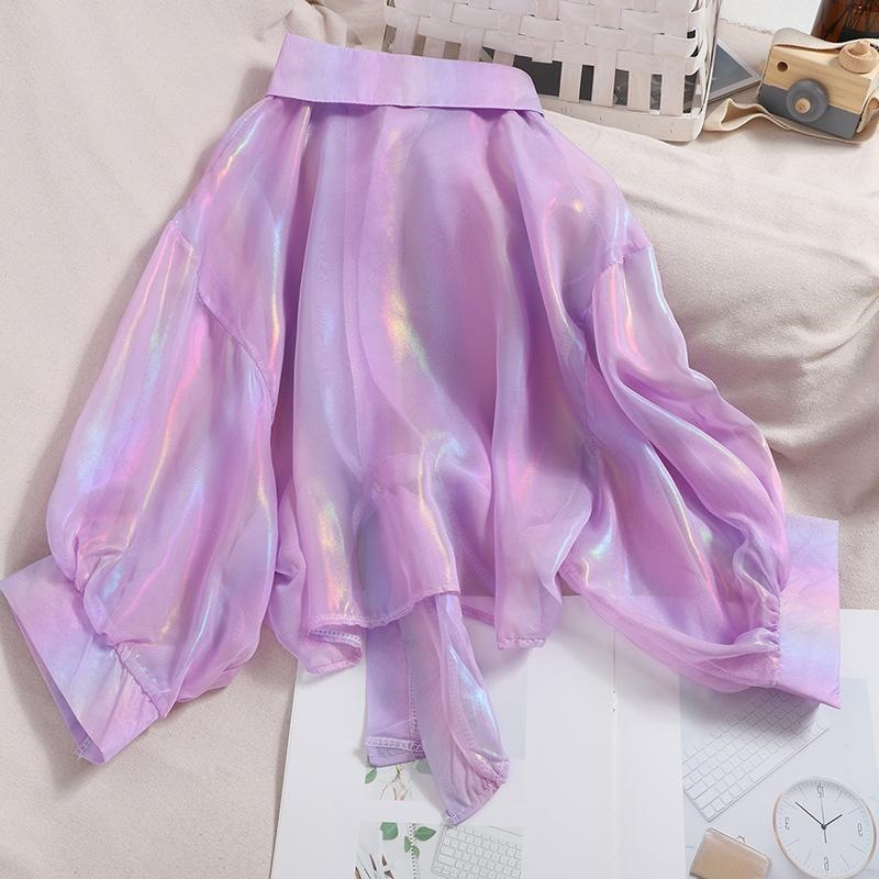 Fashionable Glossy Purple Cardigan Sun-protective Garment - Image 1