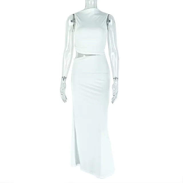 Slim Fit Fashion Casual Skirt Suit Irregular Top Hip Skirt White - Shop at LoveMi