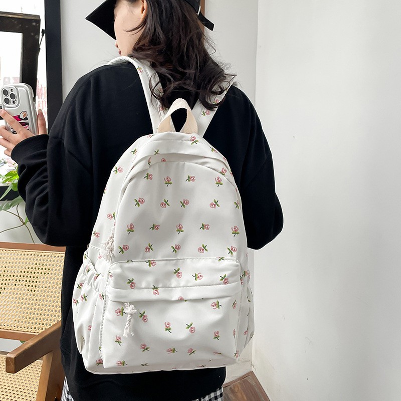 Preppy-style Floral-print Backpack 4