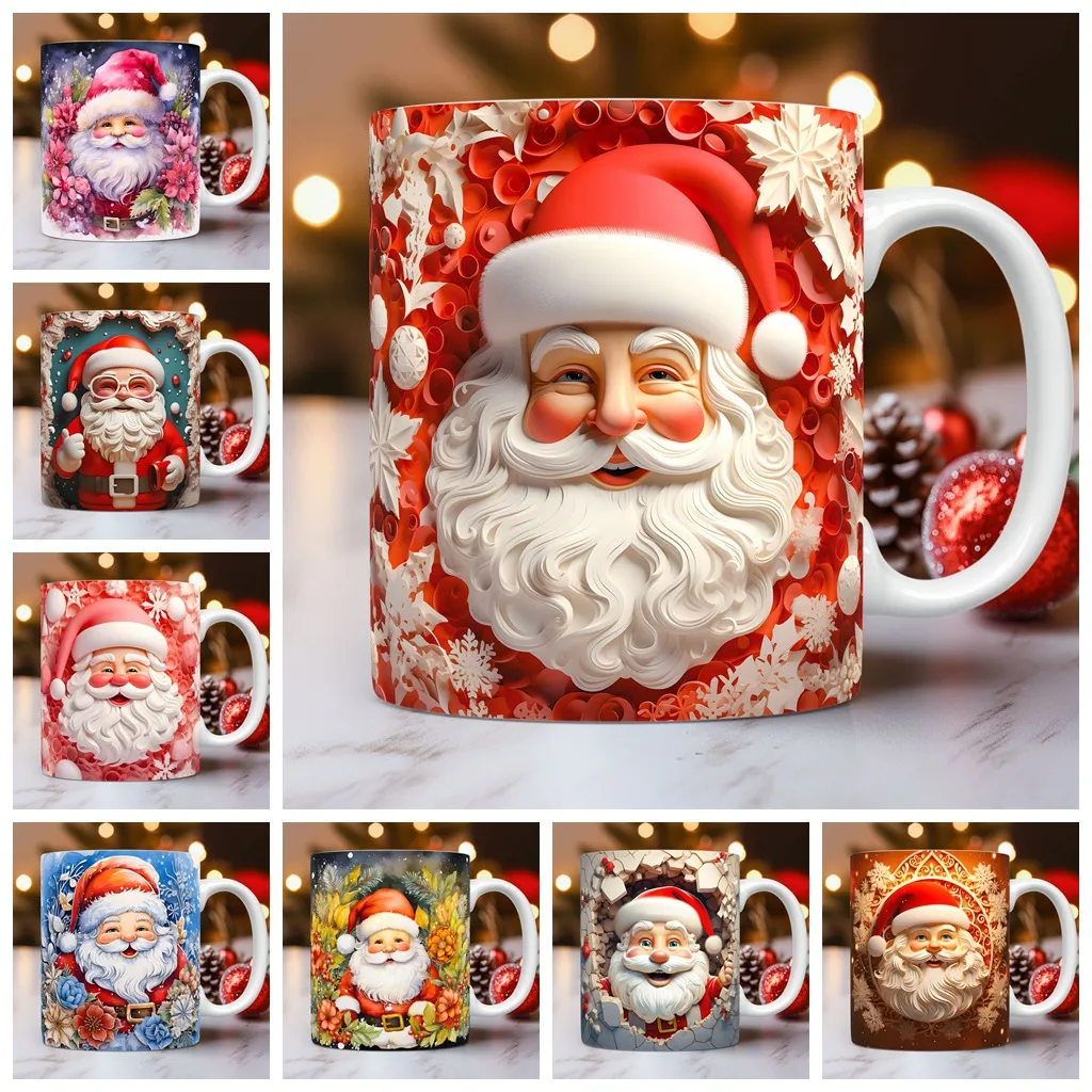 Creative 3D Christmas Ceramic Mug Unique Space Design Snowman Santa Coffee Cup Tea Milk Mug Christmas Gifts For Kids Adults Kitchen Gadgets – image 2