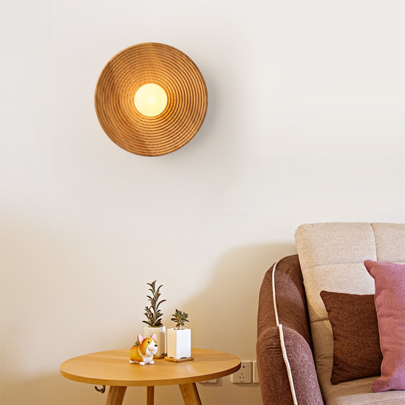 Retro Silent Wind Bedroom Bedhead Solid Wood Wall Lamp Japanese Style - Image 6