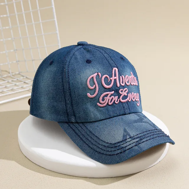 Fashion Wash Leisure Sun Shade Sun Protection Denim Baseball Cap Dark Blue Pentagram Letters - Shop at LoveMi