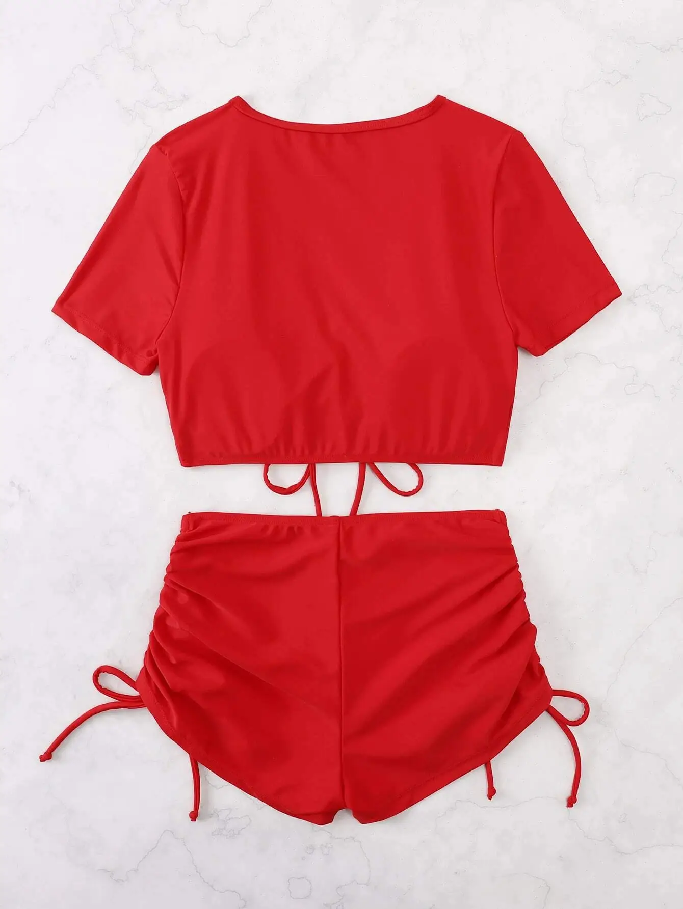 Lady Lace-up Bow Swimsuit Suit