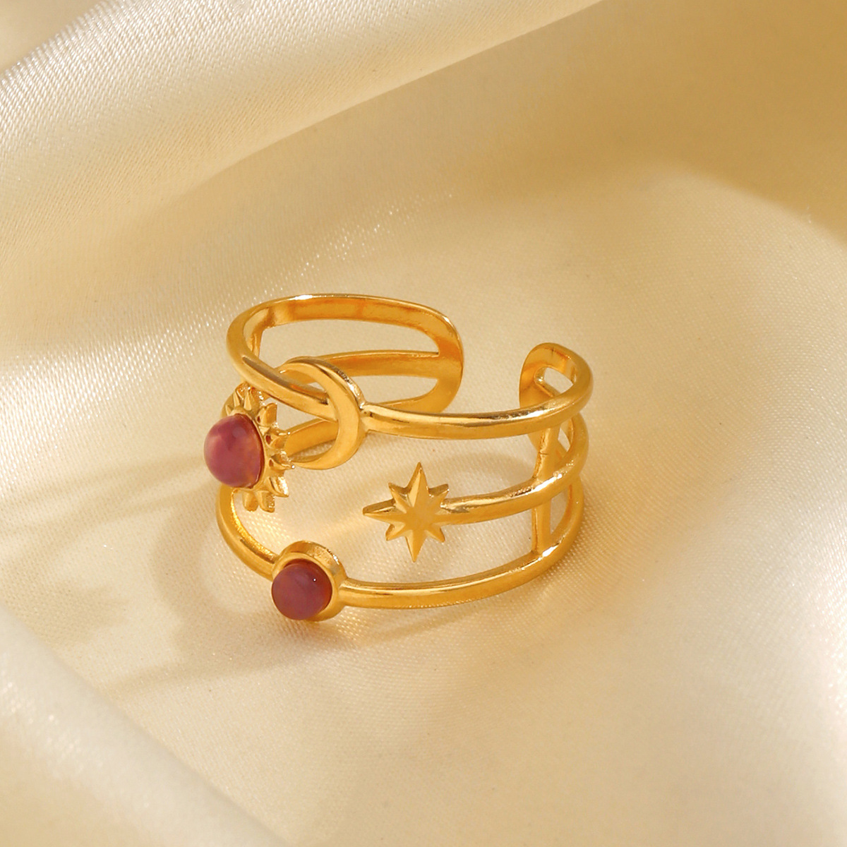 Instagram-style Open Ring With Star And Sun Design