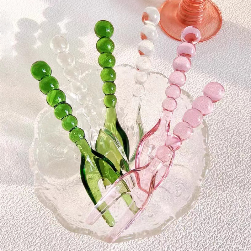 Mid-ancient American Glass Beads Pastry Glass Tableware Spoon Fork