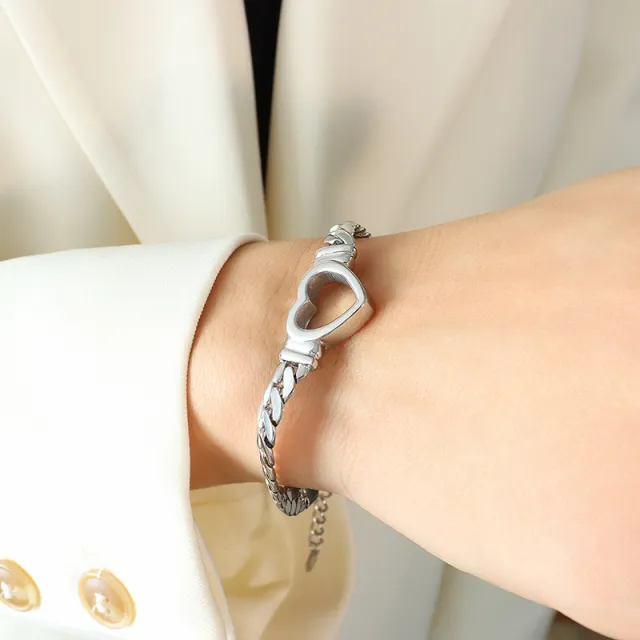 Trendy Fashion Hip Hop Style Titanium Steel Gold Plated Personalized Bracelet Silver - Shop at LoveMi