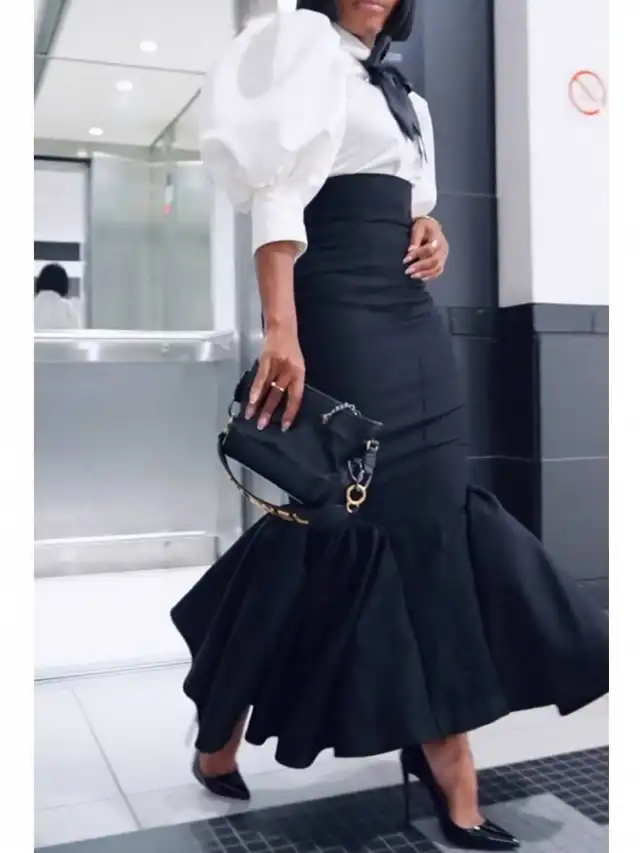 Sheath Long Fishtail Elegant Skirt Black - Shop at LoveMi