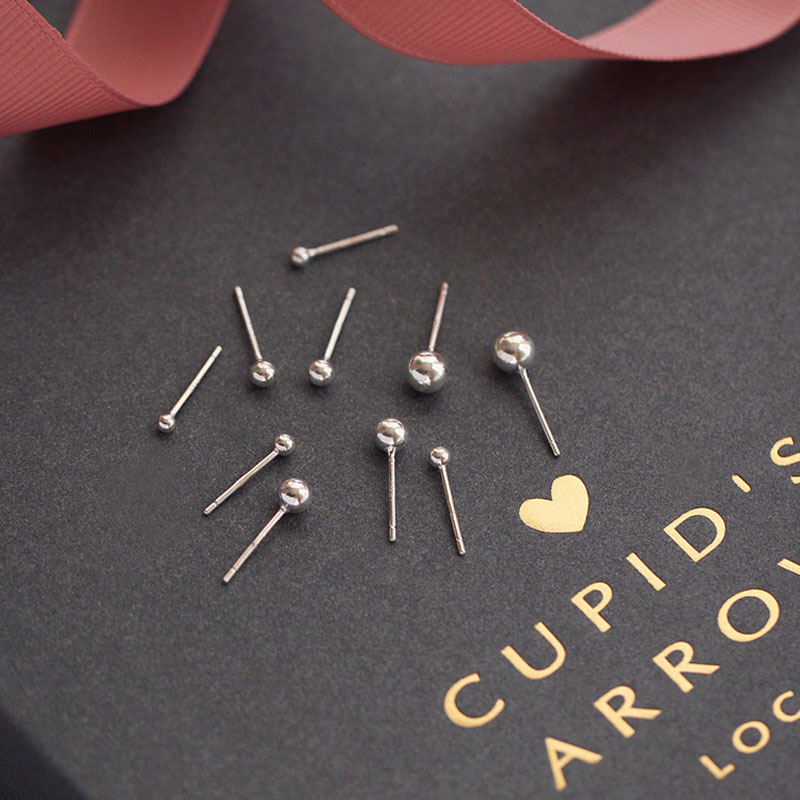 Sliver Beads Ball Simple Small Ear Studs