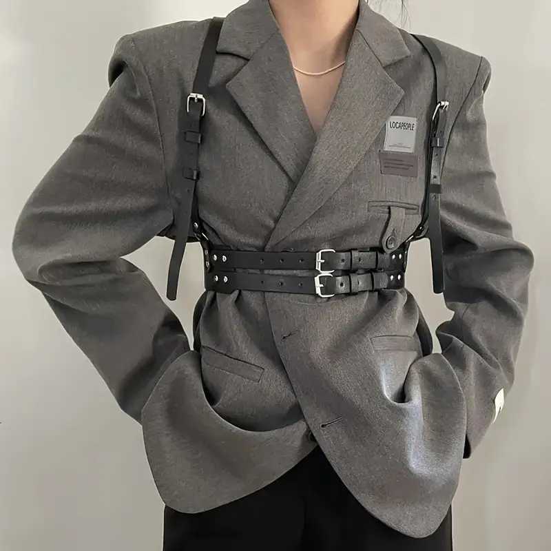 Double Layer Buckle Fashion All-match Casual PU