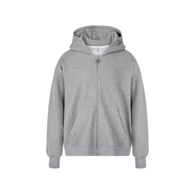 Waffle Gray Cardigan Casual Hooded Zip Jacket Gray - Shop at LoveMi