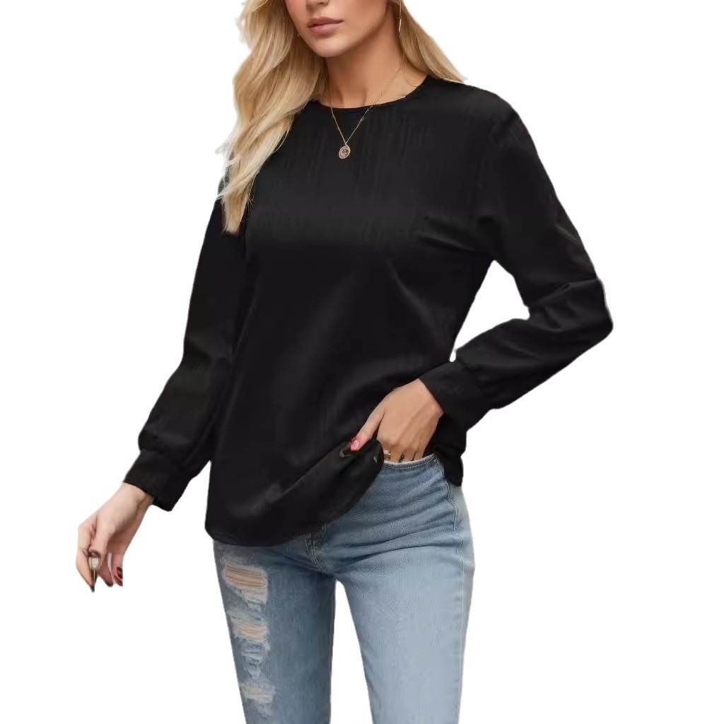 Solid Color Double Line Jacquard Long Sleeve
