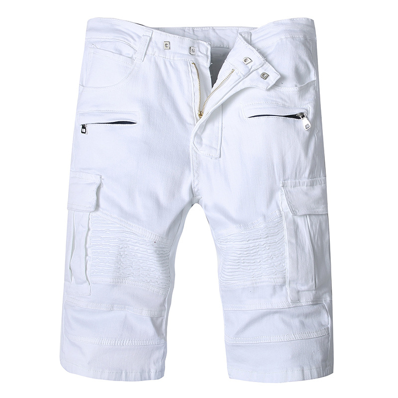 Title 1, Witte slim fit denim shorts voor heren, ideaal ...