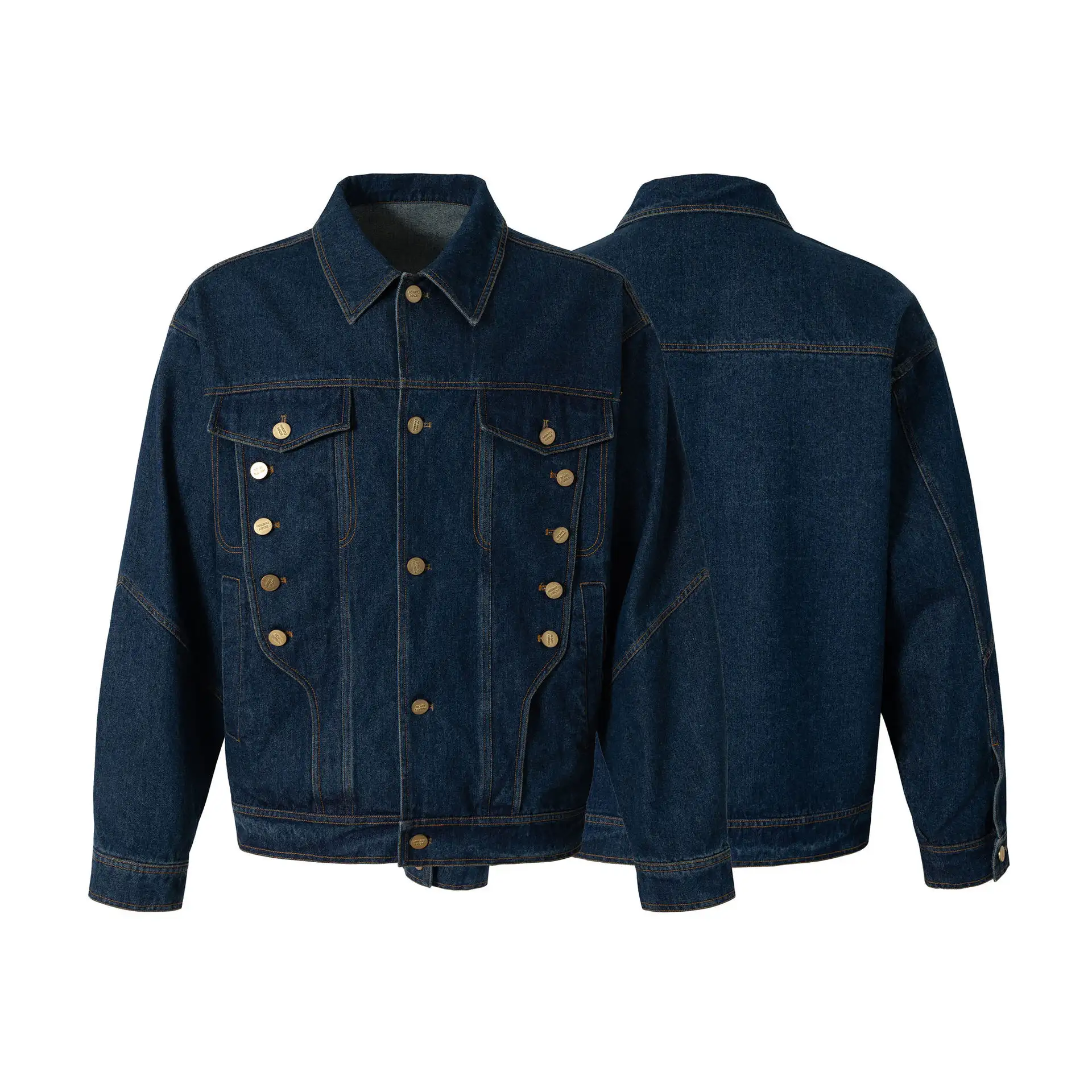 Retro Denim Jacket With Metal Stud Detailing