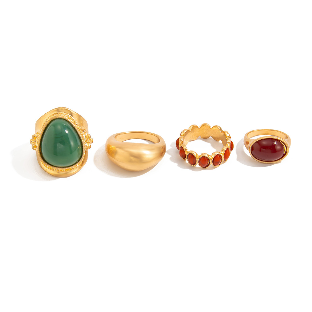 Fashionable Light-Luxury Gemstone Open Ring Set