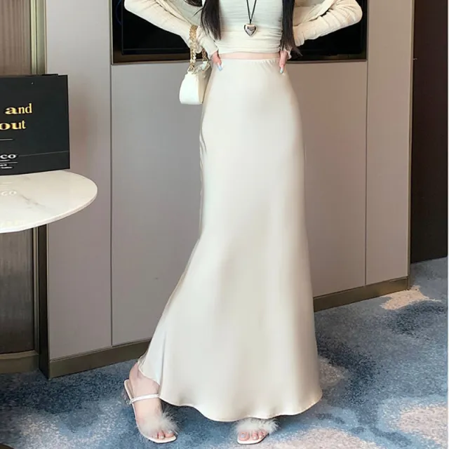 Fashion Skirt Women's Mid length High Waist Sheath Champagne - Shop at LoveMi