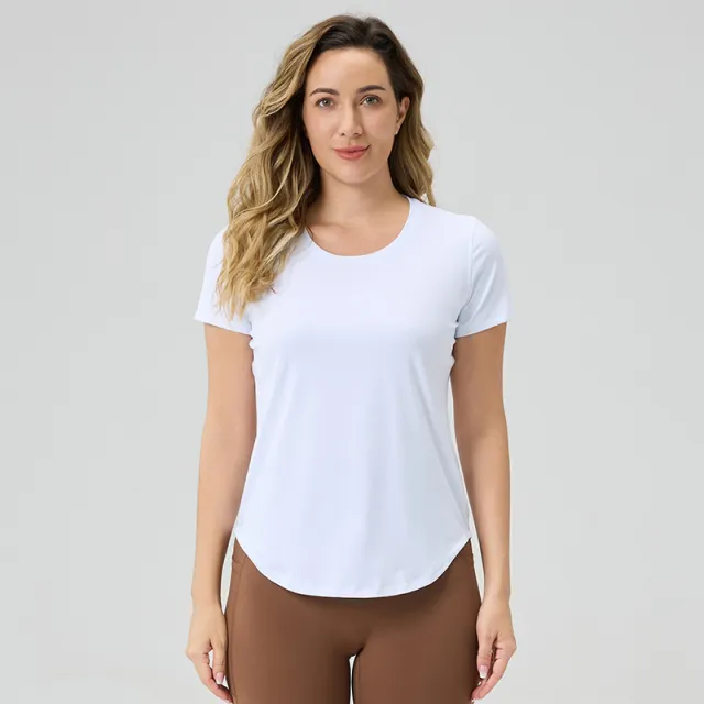 Womens Breathable Bare Look Yoga Short Sleeve Top White - Shop at LoveMi