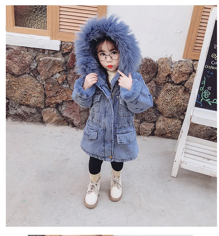 Title 11, Girls denim plus velvet jacket autumn and wint...