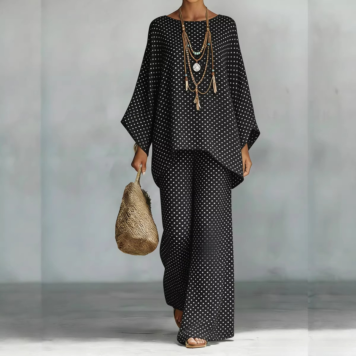 Women's Floral Print Linen Wide-Leg Two-Piece Set