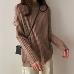 Idle Style Mock Neck Design Sense Loose Thick Inner Sweater Niche Top - Oatmeal Colour-2Xl - View 1