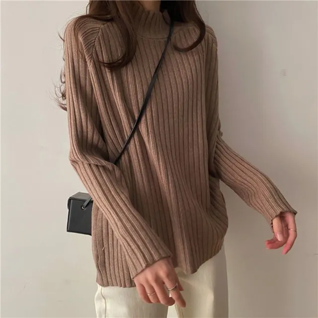Idle Style Mock Neck Design Sense Loose Thick Inner Sweater Niche Top Oatmeal Color Xl - Shop at LoveMi