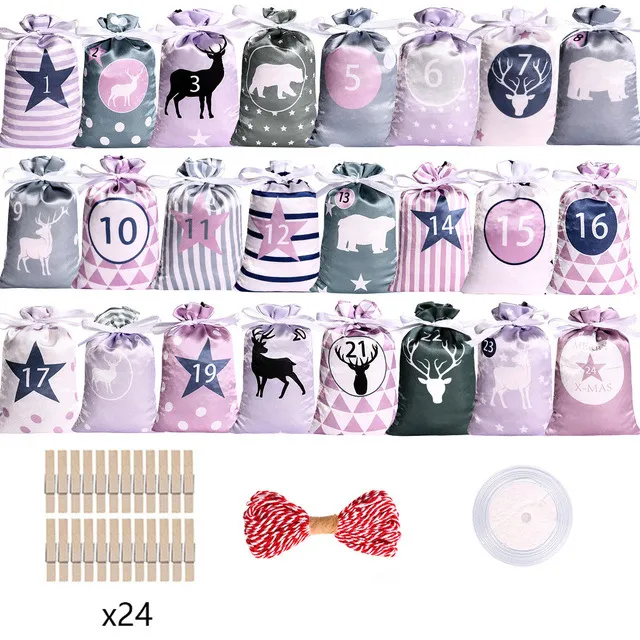 Satin Drawstring Bag Coming Day 1 24 Hanging Suit Candy Gift Satin Bag Countdown Suit 2 - Shop at LoveMi
