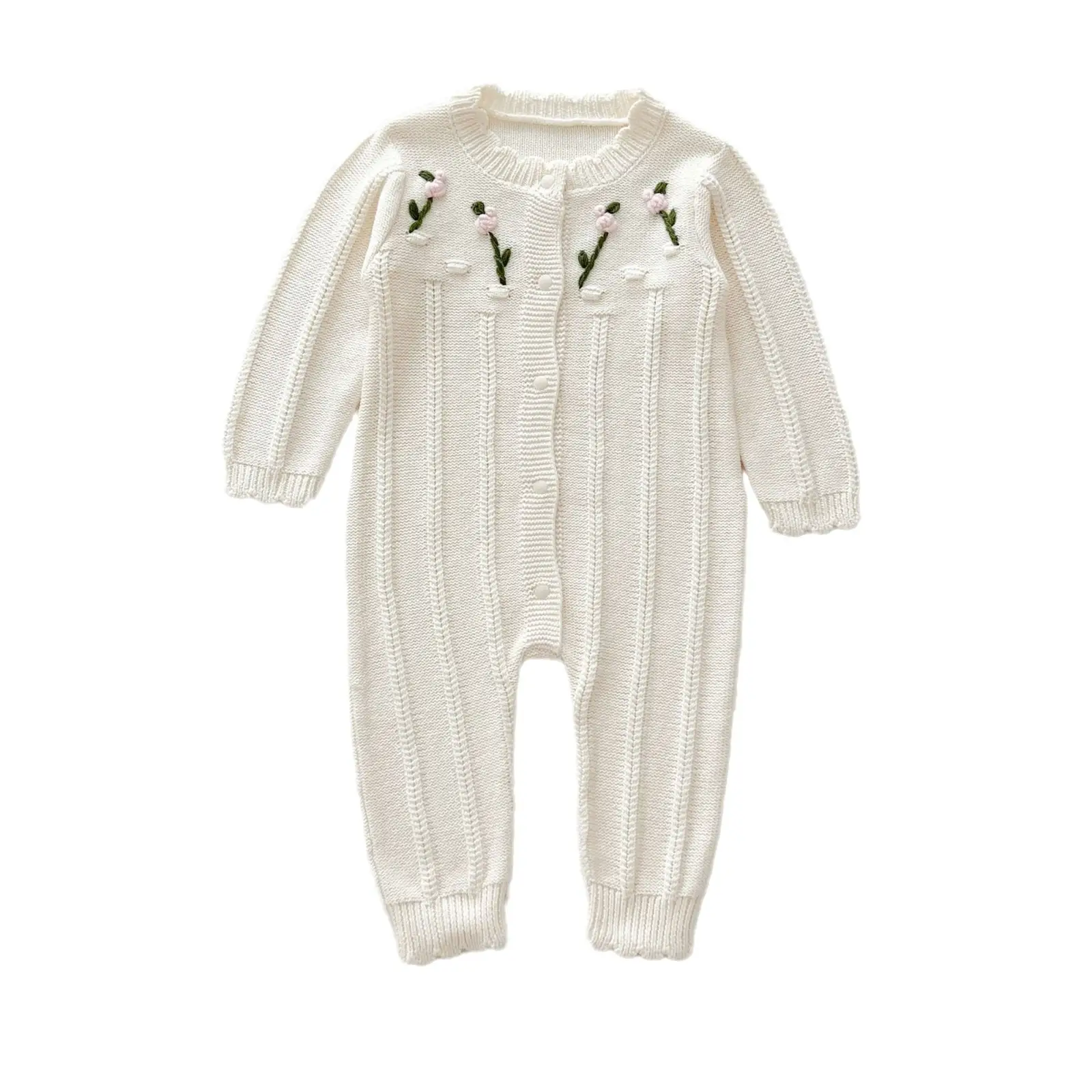 Flower Long Sleeve Cotton Yarn Jumpsuit Romper